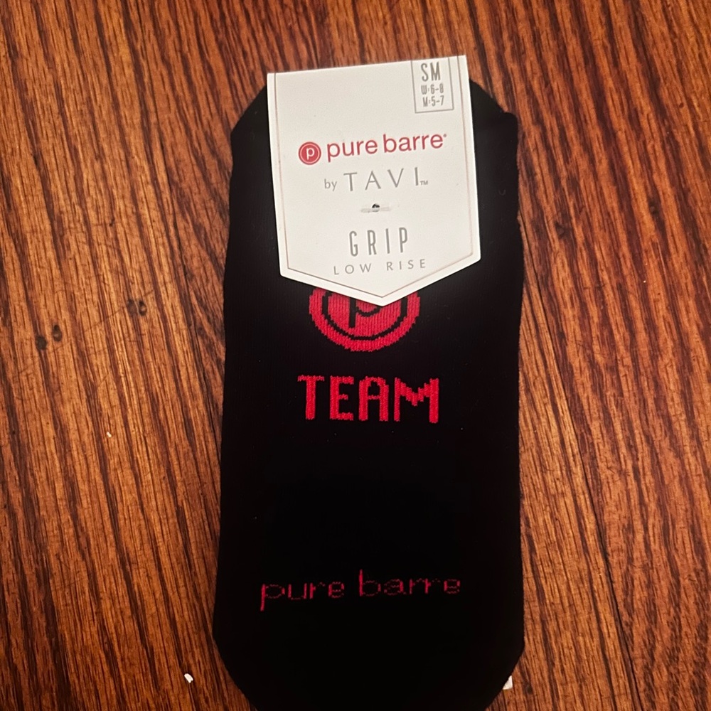 Pure Barre Black and Red Team Socks